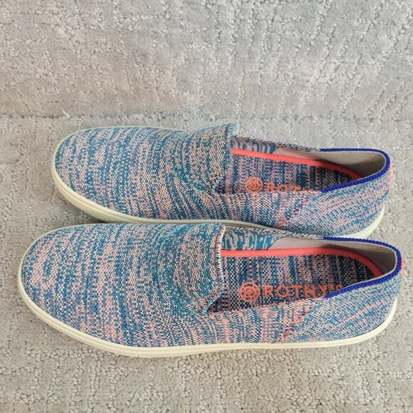ROTHY'S The Sneaker Women's Size 9 Turquoise Melange Slip On Textile Flat Shoe - Picture 8 of 12